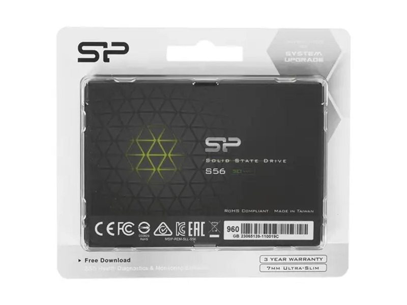 Silicon Power SSD 960GB 2.5" Slim S56 <SP960GBSS3S56A25> (SATA3, up to 500/450MBs, 3D NAND, 500TBW, 7mm)