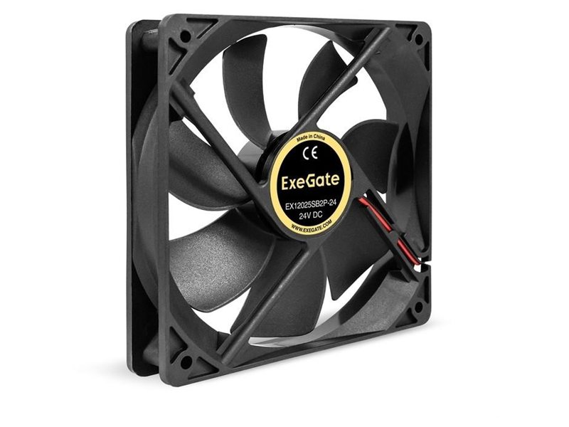 Exegate EX295211RUS Вентилятор 24В DC ExeGate EX12025B2P-24 (120x120x25 мм, 2-Ball (двойной шарикоподшипник), 2pin, 2150RPM, 35.3dBA)