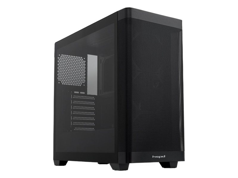 Корпус без блока питания/ Case HSPD M740, Mesh Mid Tower, Black, TG, 0.6 SPCC, no fans, E-ATX, ATX, mATX, mITX, 170/400/200mm, 4x2.5", 2x3.5", 7xPCI, 1xUSB-A 3.0, 1xUSB-C 3.0, 460x218x450mm