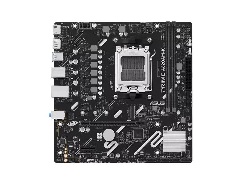 Материнская плата ASUS PRIME A620AM-K, AM5, A620A, 2*DDR5, 4*SATA, 1*M.2, 4*USB 3.2, 2*USB 2.0, 1*PCIx16, 1*PCIx1, DP+HDMI, mATX;