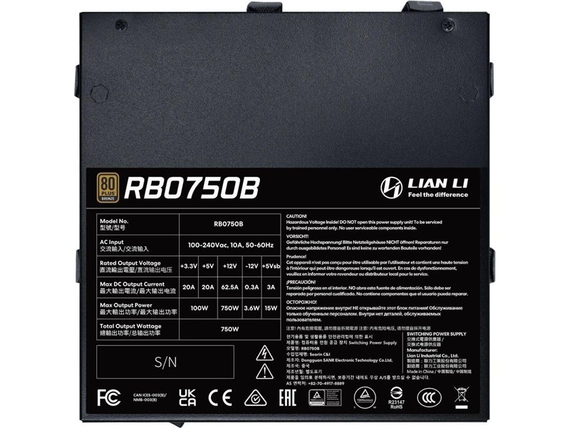 Блок питания Lian-Li ATX 750W BX0750B Gen.5 80+ bronze (20+4pin) APFC 120mm fan 5xSATA RTL