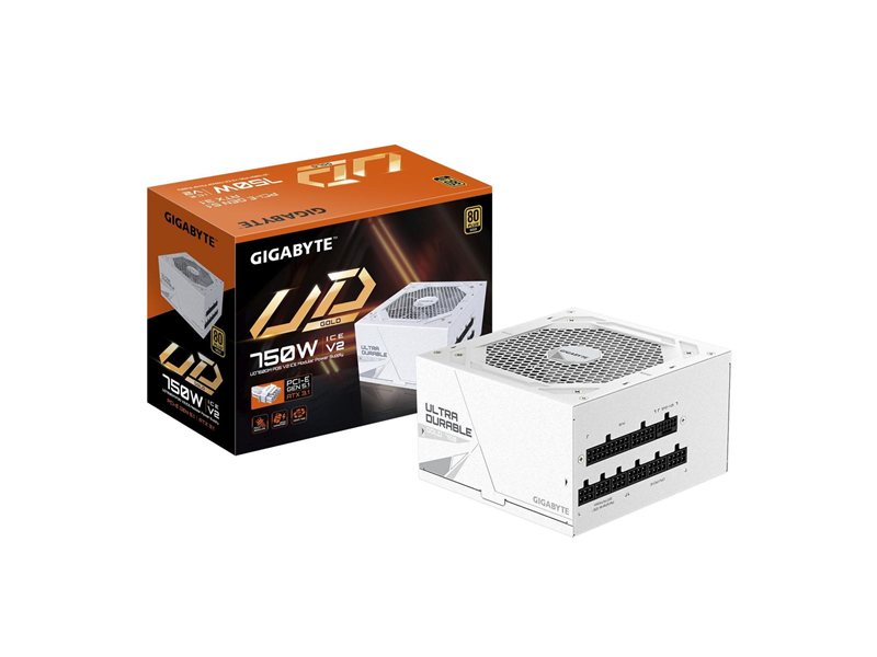 Блок питания ПК Gigabyte UD750GM PG5 ICE 750W, 80Plus, Gold, Полностью модульный, White colour