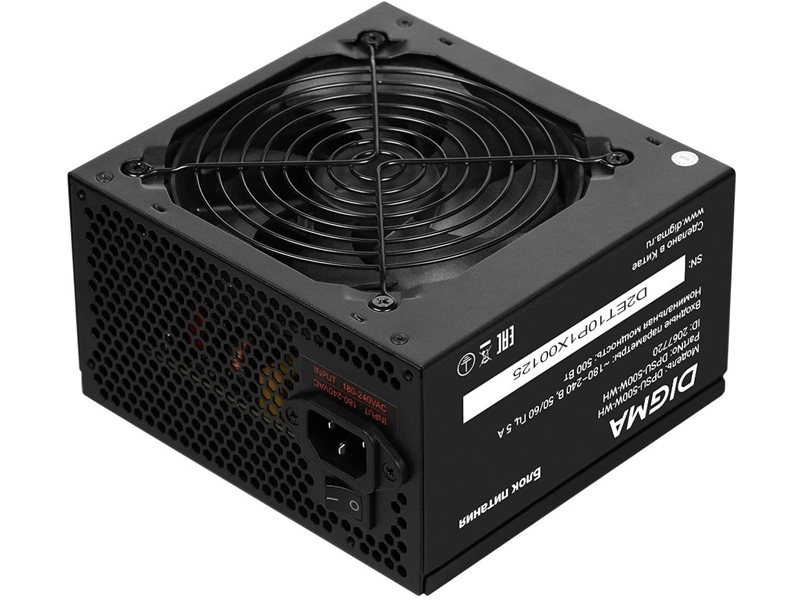Блок питания Digma ATX 500W DPSU-500W-WH 80 PLUS WHITE (20+4pin) APFC 120mm fan 6xSATA RTL