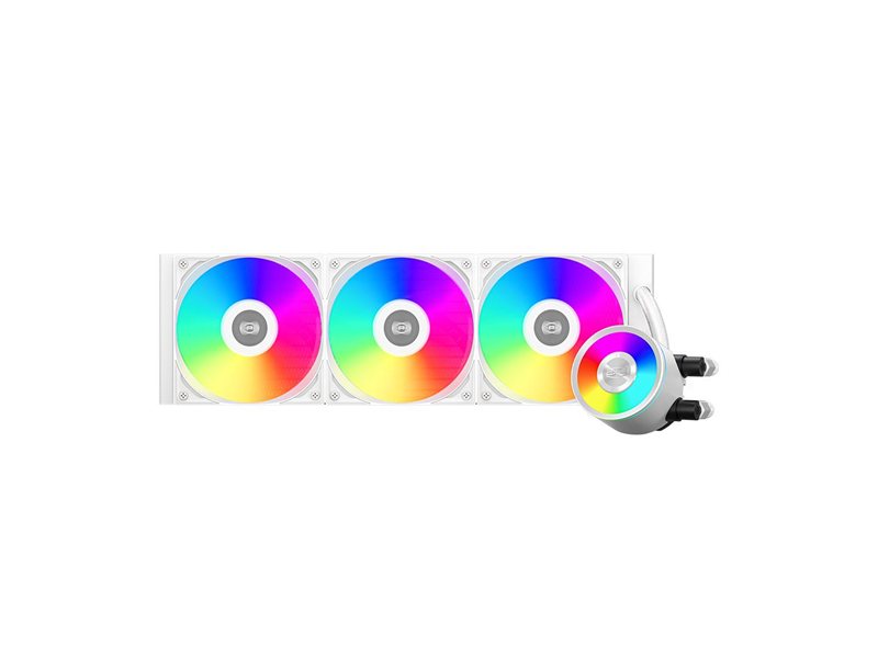 Система охлаждения/ Water Cooling System PCCooler DA360 Pro ARGB WH (300W, 360mm, White, ARGB/ Fans: 3x120mm, 75.8CFM, 33.7dBA, 2200RPM/ Pump height 57mm, 28dBA, 3000RPM, Rad thickness 27mm/ S: 1851, 1700, 1200, 20XX, 115X, AM5, AM4)