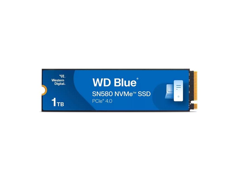 Твердотельный накопитель SSD WD Blue SN580 NVMe, 1000GB, M.2(22x80mm), NVMe, PCIe 3.0 x4, 3D TLC, R/W 3500/3000MB/s, IOPs 460 000/45 600TBW