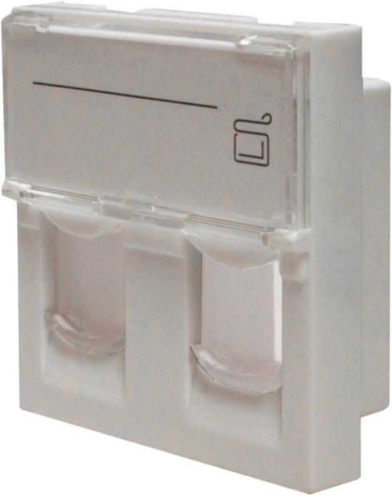 Панель Suprlan 10-0302-1 лицевая со шторкой 45x45 2xKeystone ABS пластик белый