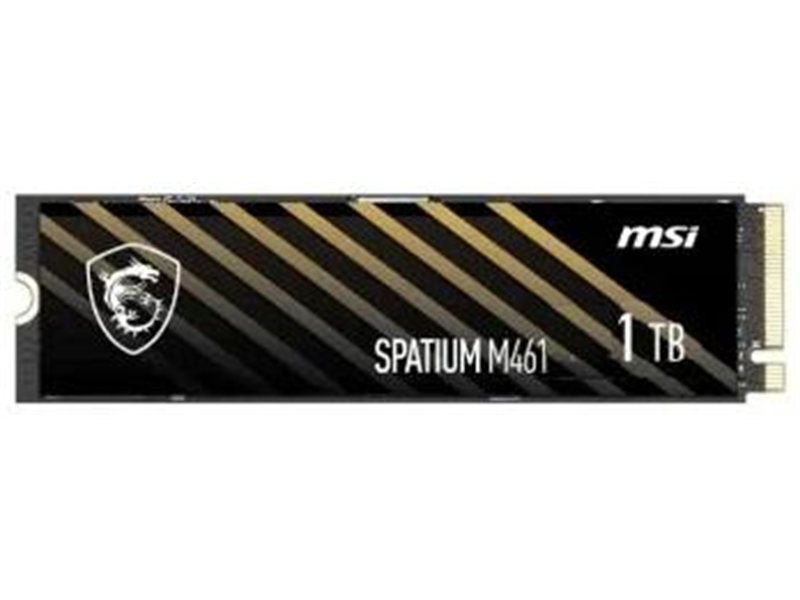 Твердотельный накопитель MSI SSD SPATIUM M461, 1000GB, M.2(22x80mm), NVMe, PCIe 4.0 x4, 3D TLC, R/W 5000/3200, IOPs 630 000/750 000, TBW 250, DWPD 0.14 (5 лет)