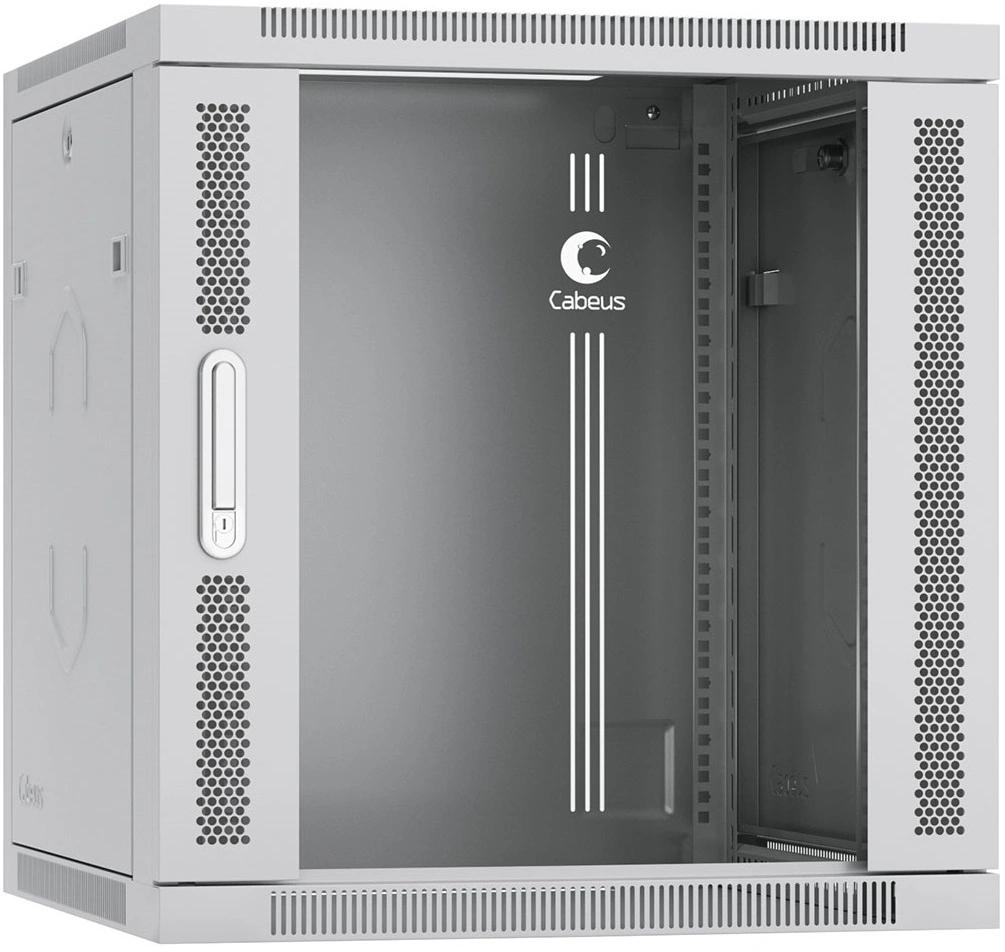 Шкаф коммутационный Cabeus (SH-05F-12U60/45-R) настенный 12U 600x450мм пер.дв.стекл 50кг серый 390мм 25кг 220град. 635мм IP20 сталь