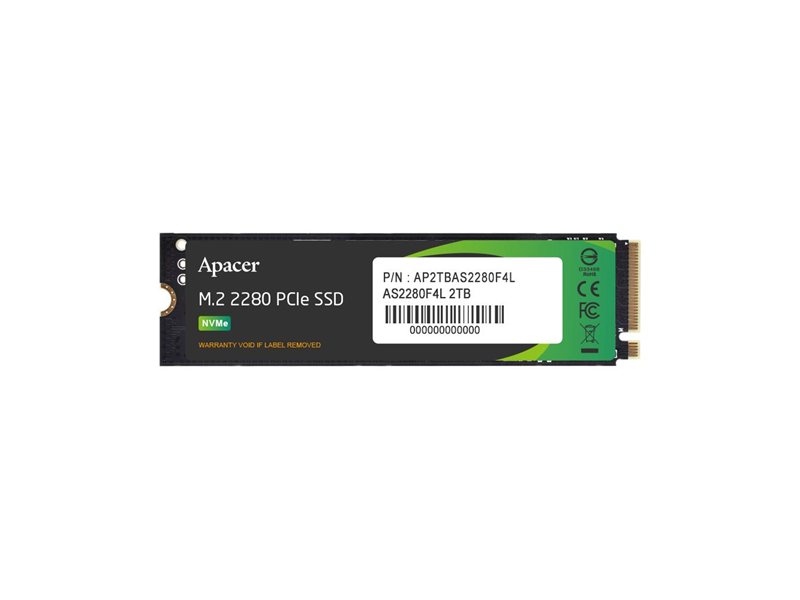 Твердотельный накопитель Apacer SSD AS2280F4L 2TB M.2 2280 PCIe Gen5x4, R10500/W8700 Mb/s, 3D NAND, MTBF 1.5M, NVMe, 1200TBW, Retail, 5 years (AP2TBAS2280F4L-1)