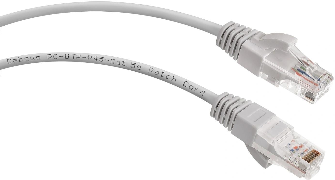 Патч-корд Cabeus PC-UTP-RJ45-CAT.5E-1M U/UTP RJ-45 вил.-вилка RJ-45 кат.5E 1м серый ПВХ