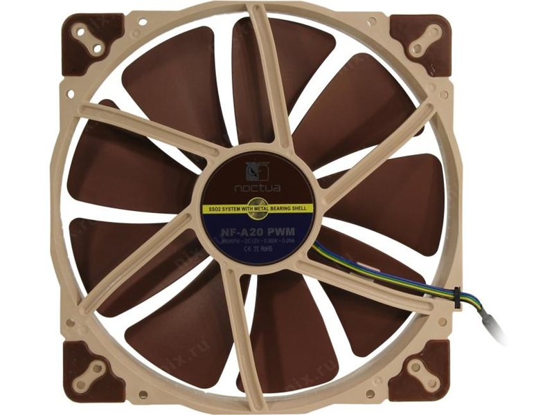 Кулер для корпуса/ Case Cooler Noctua NF-A20 PWM (200x200x30mm, 4-pin PWM, 86.46CFM, 18.1dBA, 800RPM, Beige/Brown)