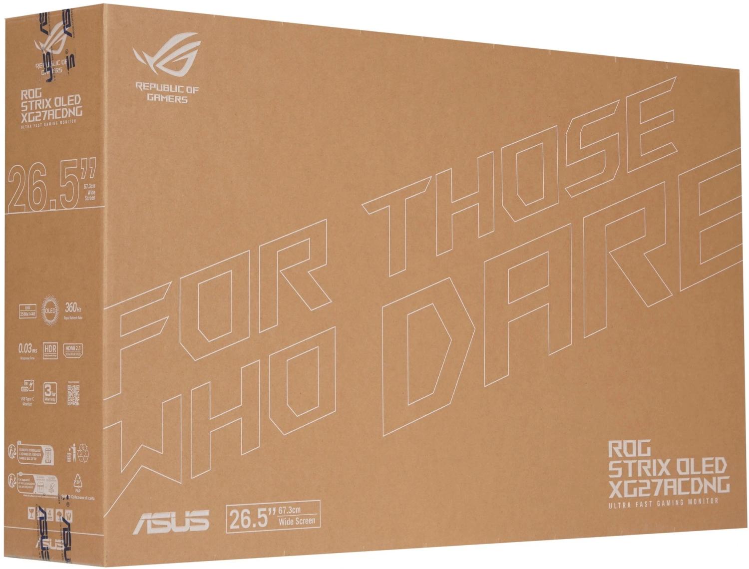Монитор Asus 26.5" ROG Strix XG27ACDNG черный QD OLED LED 16:9 HDMI глянцевая HAS Piv 450cd 178гр/178гр 2560x1440 360Hz FreeSync Premium Pro DP 2K USB 7.44кг