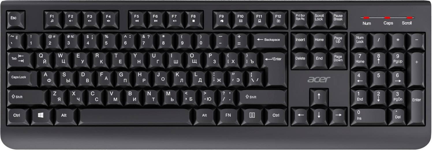 Клавиатура + мышь Acer OCC401 клав:черный мышь:черный USB беспроводная Multimedia (ZL.ACCCC.016)
