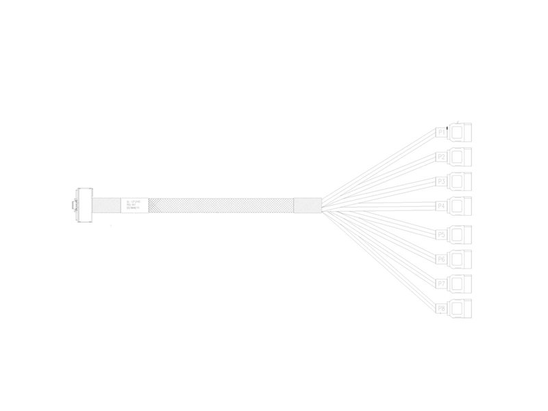 Кабель DiliVing DL-LP3143 Slimline LP x8 (SFF8654LP угловой) -to- 8 SATA  (металл.защелки) , 100 Ohm, SAS3.0, 80CM