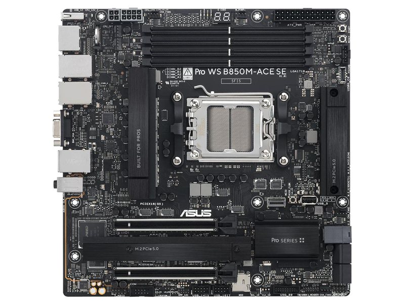 Материнская плата ASUS PRO WS B850M-ACE SE AM5 mATX 4xDDR5 2xPCIEx16 2xM.2 2хUSB-C DP HDMI VGA 10GLAN 2.5GLAN