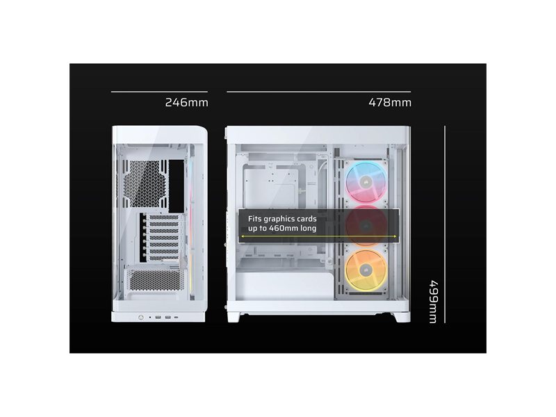 Корпус без блока питания/ Case Corsair Frame 4500X LX-R RGB iCUE LINK, Midi-Tower, TG, 3x120mm ARGB reverse fans, 2xUSB-A 3.2, 1xUSB 3.2 Type-C, E-ATX, ATX, mATX, mITX White