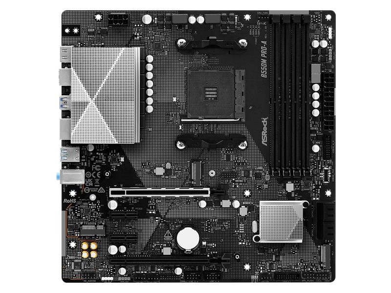 Материнская плата ASROCK B550M PRO-A, AM4, B550, 4*DDR4, 4*SATA, 2*M.2, 5*USB 3.2, 2*USB 2.0, Type-C, 6*PCIx16, 1*PCIx1, 1xM.2 (Key E), HDMI, mATX