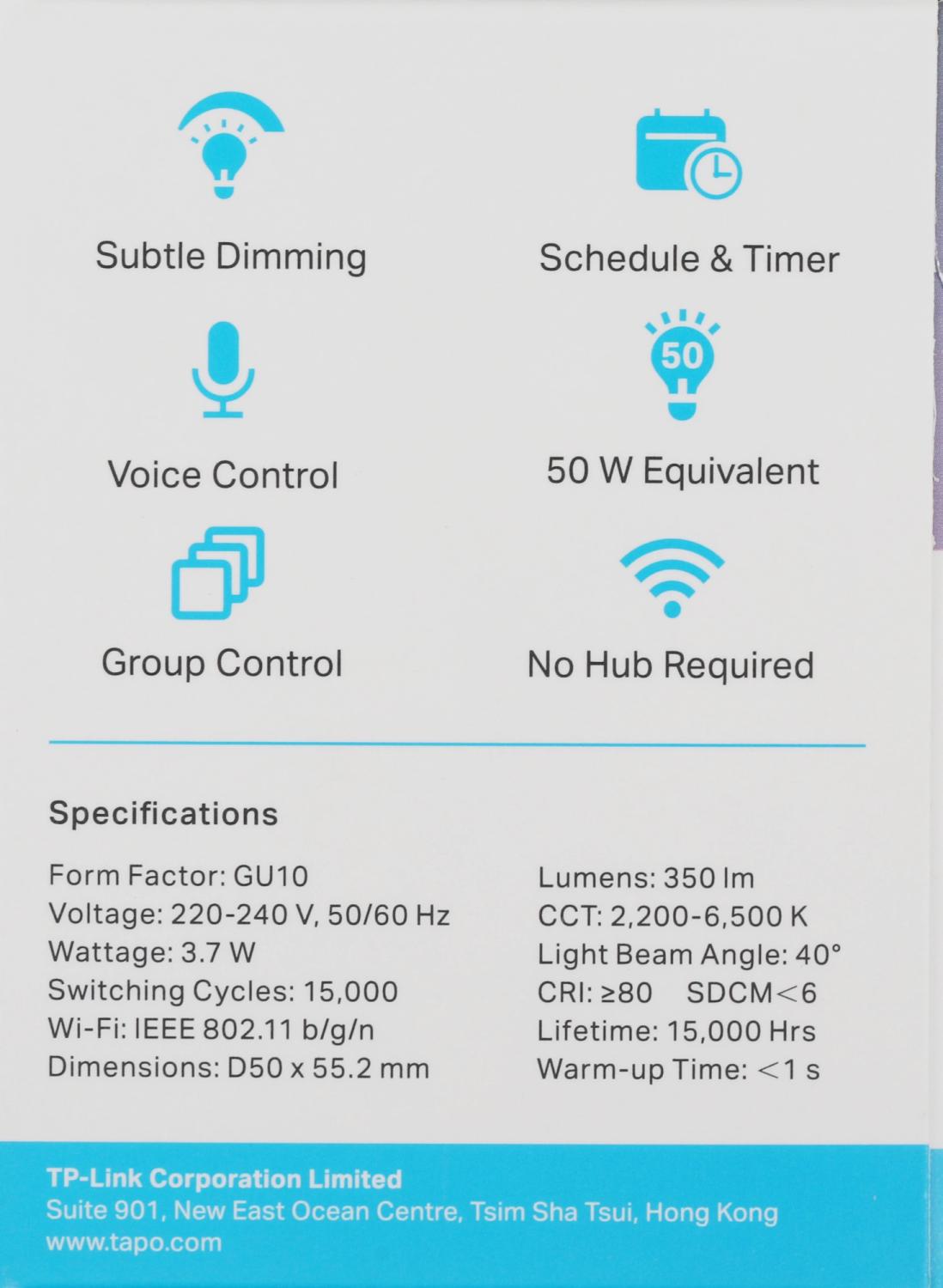 Умная лампа TP-Link Tapo L630 GU10 3.7Вт 350lm Wi-Fi (упак.:1шт)