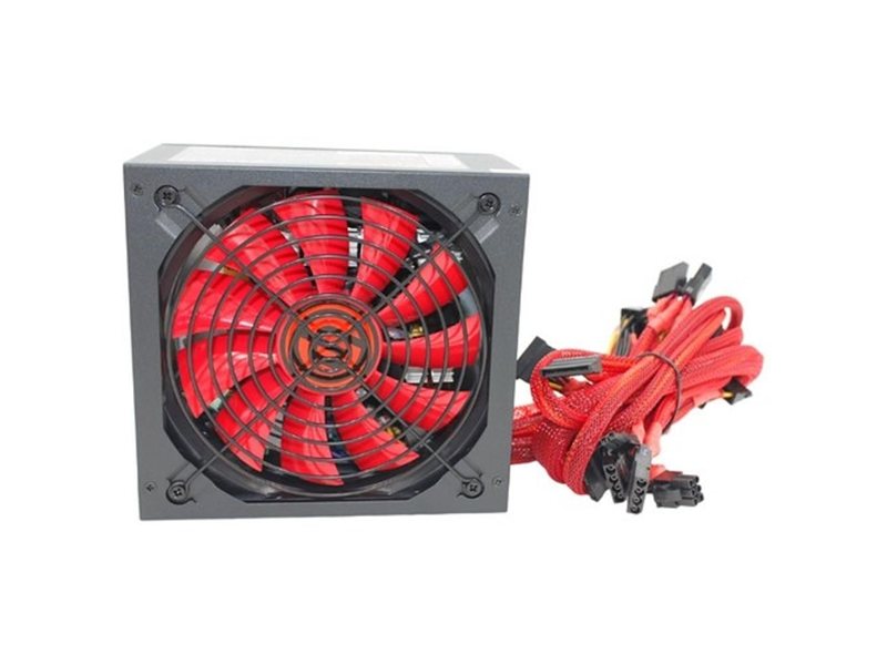 Ginzzu PC500 14CM(Red) 80+ black,APFC,24+4p,2 PCI-E(6+2), 5*SATA, 4*IDE,оплетка, кабель питания,цветная коробка