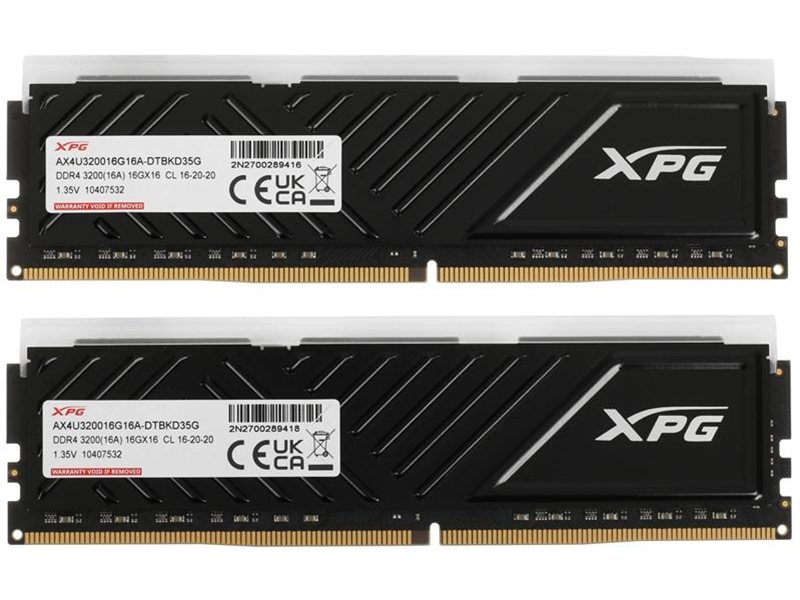 Оперативная память ADATA SPECTRIX D35G DDR4 DIMM 32GB 3200MHz 2*16GB 16-20-20 BLACK DUAL TRAY RGB