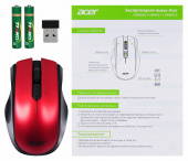 Мышь Acer OMR032 черный/красный оптическая 1600dpi беспров. USB 4but (ZL.MCEEE.009)