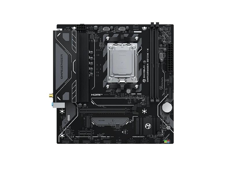 MAXSUN MS-Challenger B850M-K WIFI (Socket AM5, mATX, 2*DDR5 (96Gb), HDMI 1.4, 2*SATA3, 1*M.2, 1*PCIEx16/1*PCIEx1, 2*USB 2.0, 4*USB 3.2, LAN 1*1G, Wi-Fi 6,  RTL)