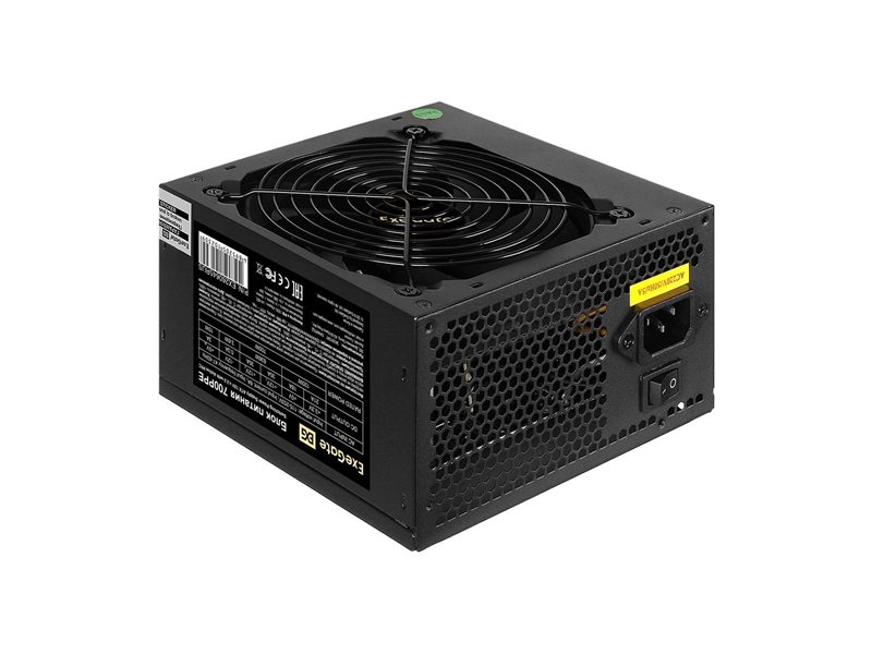 Exegate EX260645RUS Блок питания 700W Exegate 700PPE, ATX, black, APFC, 12cm, 24p+(4+4)p, PCI-E, 5*SATA, 3*IDE, FDD