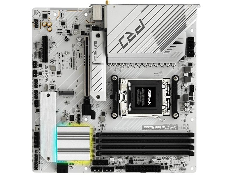 Материнская плата Asrock B850M Pro Plus WiFi Socket AM5 AMD B850 4xDDR5 mATX AC`97 8ch(7.1) 2.5Gg RAID+HDMI+DP