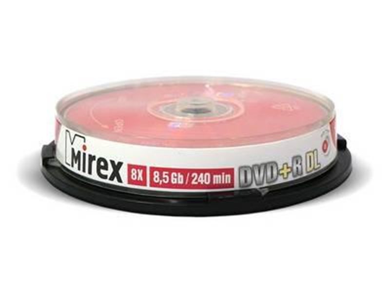 Диск DVD+R Mirex 8.5 Gb, 8x, Cake Box (10), Dual Layer (10/300)