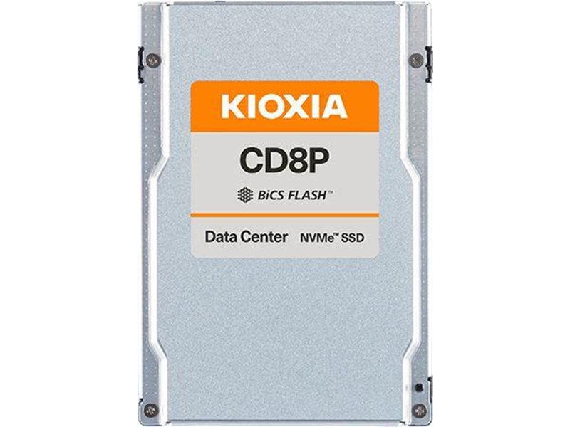 Серверный твердотельный накопитель/ KIOXIA SSD CD8P-V, 12800GB, U.2(2.5" 15mm), NVMe 2.0, PCIe 5.0 x4, TLC, R/W 12000/5500 MB/s, IOPs 2000K/400K, TBW 70080, DWPD 3 (12 мес.) SIE