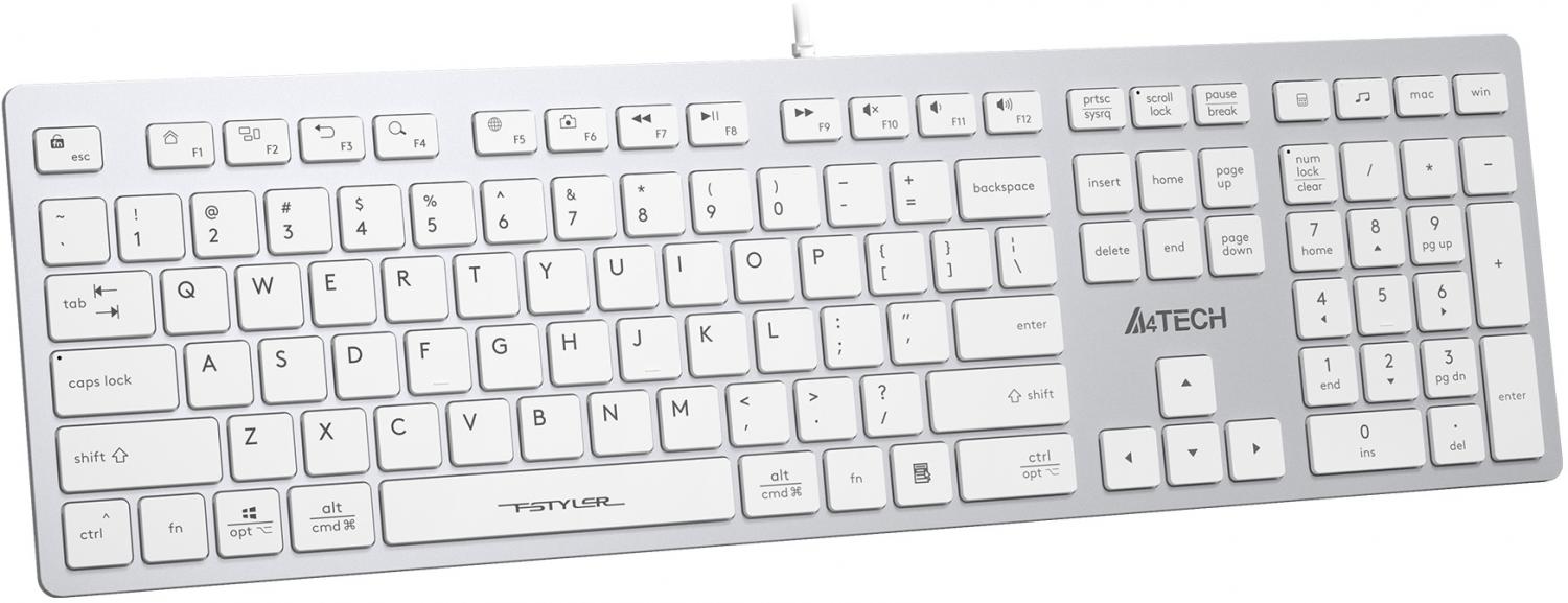 Клавиатура A4Tech FX50 белый USB slim Multimedia (FX50 WHITE) кабель 1.5м