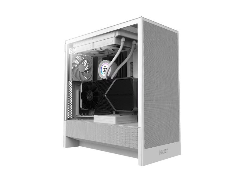 Корпус ПК без блока питания/ Case NZXT H5 Flow (2024), Midi-Tower, TG, 1x120mm, 1xUSB-A 3.2 + 1xUSB-C 3.2, E-ATX, ATX, mATX, mITX White
