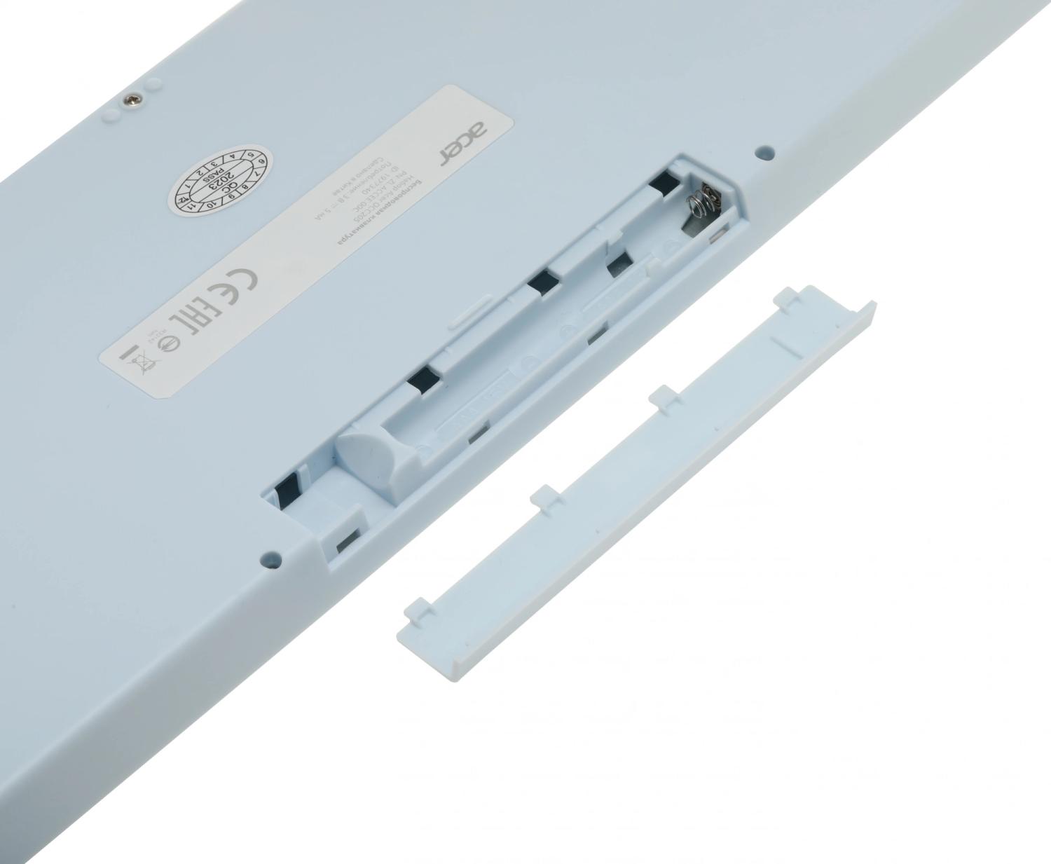Клавиатура + мышь Acer OCC205 клав:белый/голубой мышь:белый/голубой USB беспроводная slim Multimedia (ZL.ACCEE.00C)