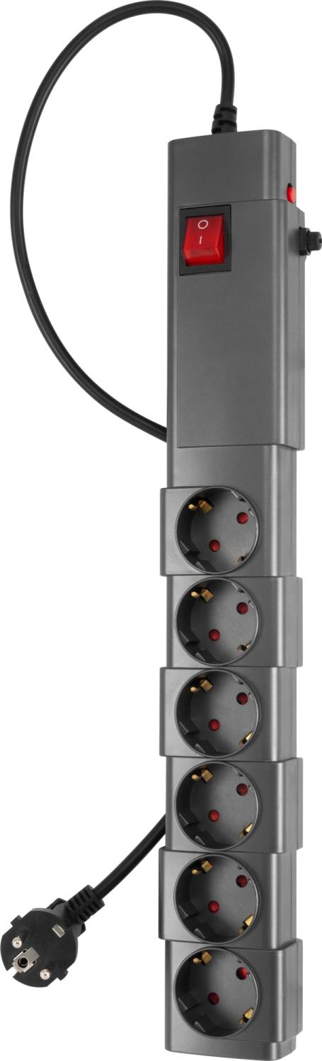 Сетевой фильтр Buro 600SPro-16-1.8-G 1.8м (6 розеток) графитовый (коробка)