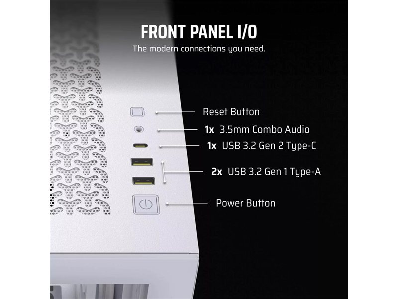 Корпус без блока питания/ Case Corsair 3500X, Midi-Tower, TG, no fan, 2xUSB-A 3.2, 1xUSB 3.2 Type-C, E-ATX, ATX, mATX, mITX White