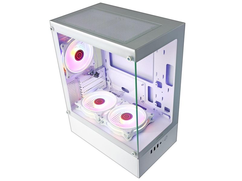 Ginzzu CL485 mATX FAN 3*12LD4 передняя панель Стекло Белый