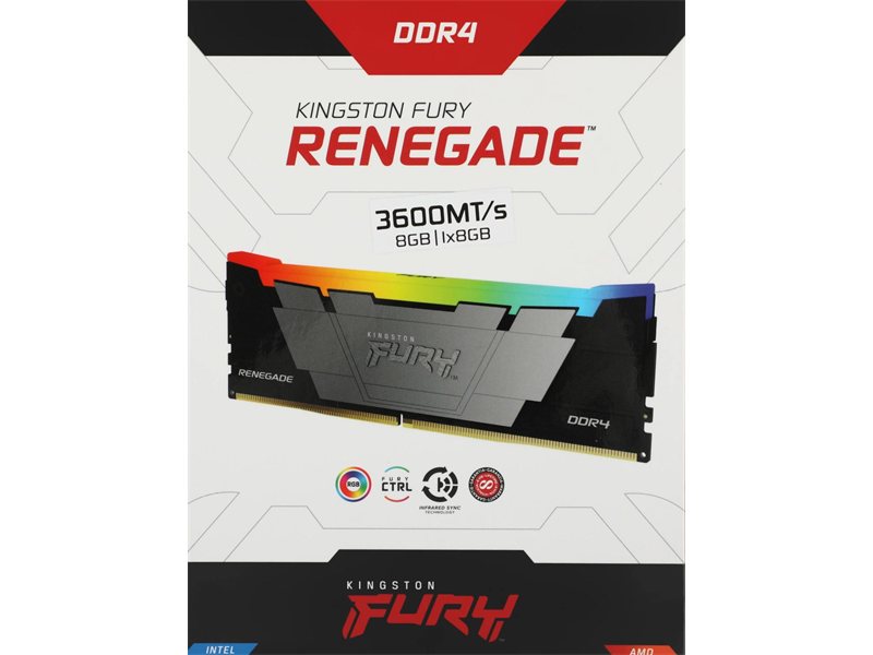 Память DDR4 8GB 3600MHz Kingston KF436C16RB2A/8 Fury Renegade RGB RTL Gaming PC4-28800 CL16 DIMM UDIMM 288-pin 1.35В dual rank с радиатором Ret