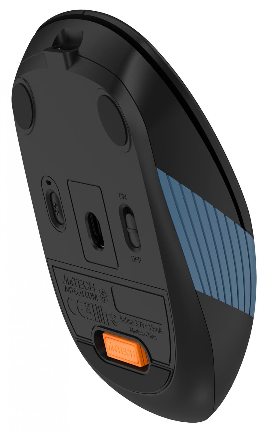 Мышь A4Tech Fstyler FB10C черный/синий оптическая 2000dpi беспров. BT/Radio USB 4but (FB10C ASH BLUE)