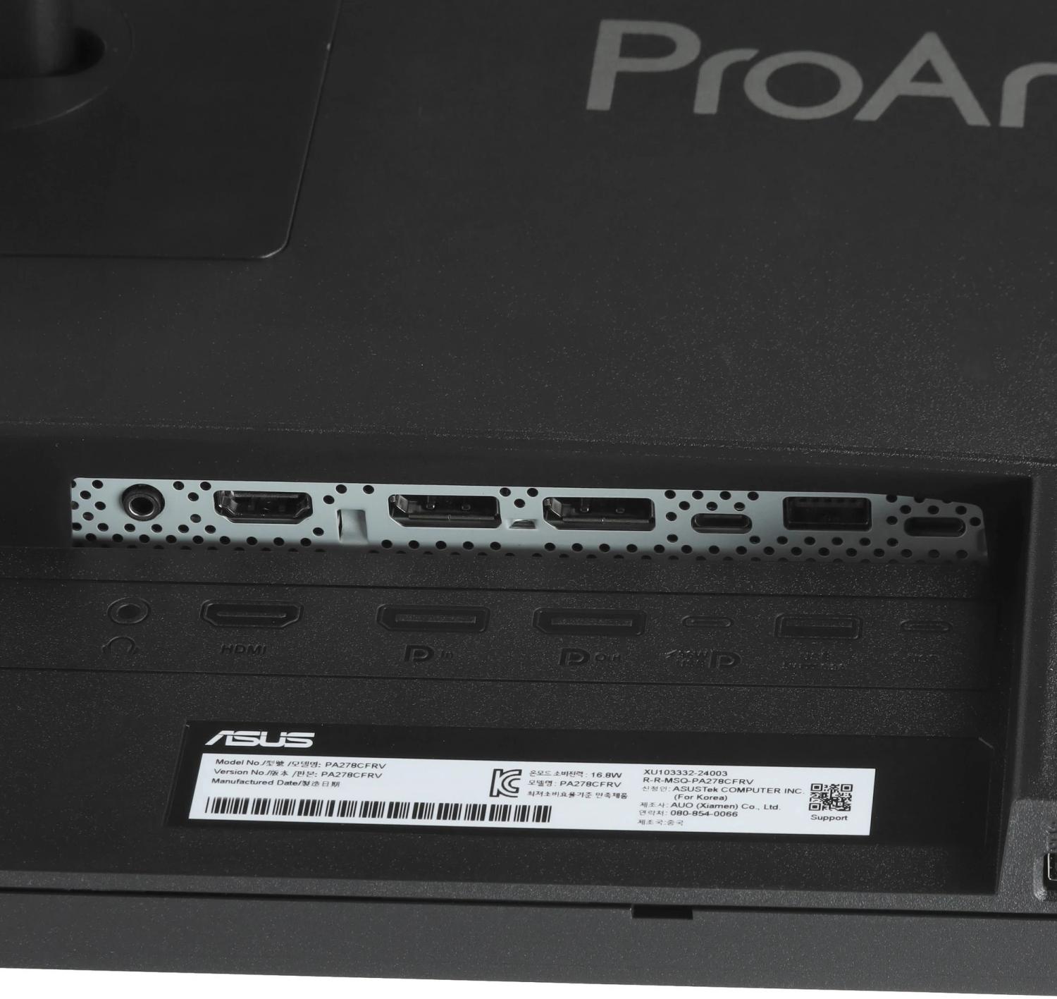 Монитор Asus 27" ProArt PA278CFRV черный IPS LED 16:9 HDMI M/M матовая HAS Piv 3000:1 400cd 178гр/178гр 2560x1440 100Hz DP 2K USB 6.6кг