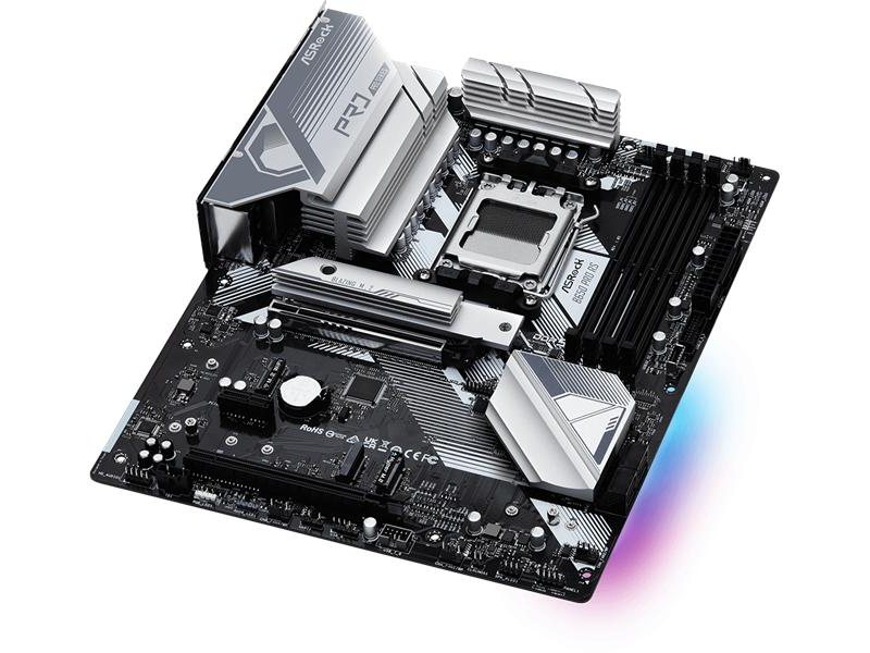 Материнская плата ASROCK B650 PRO RS, AM5, B650, 4*DDR5, 4*SATA, 3*M.2, 3*USB 3.2, 6*USB 2.0, Type-C, 2*PCIx16, 1*PCIx1, 1*M.2 (Key E), HDMI+DP, ATX