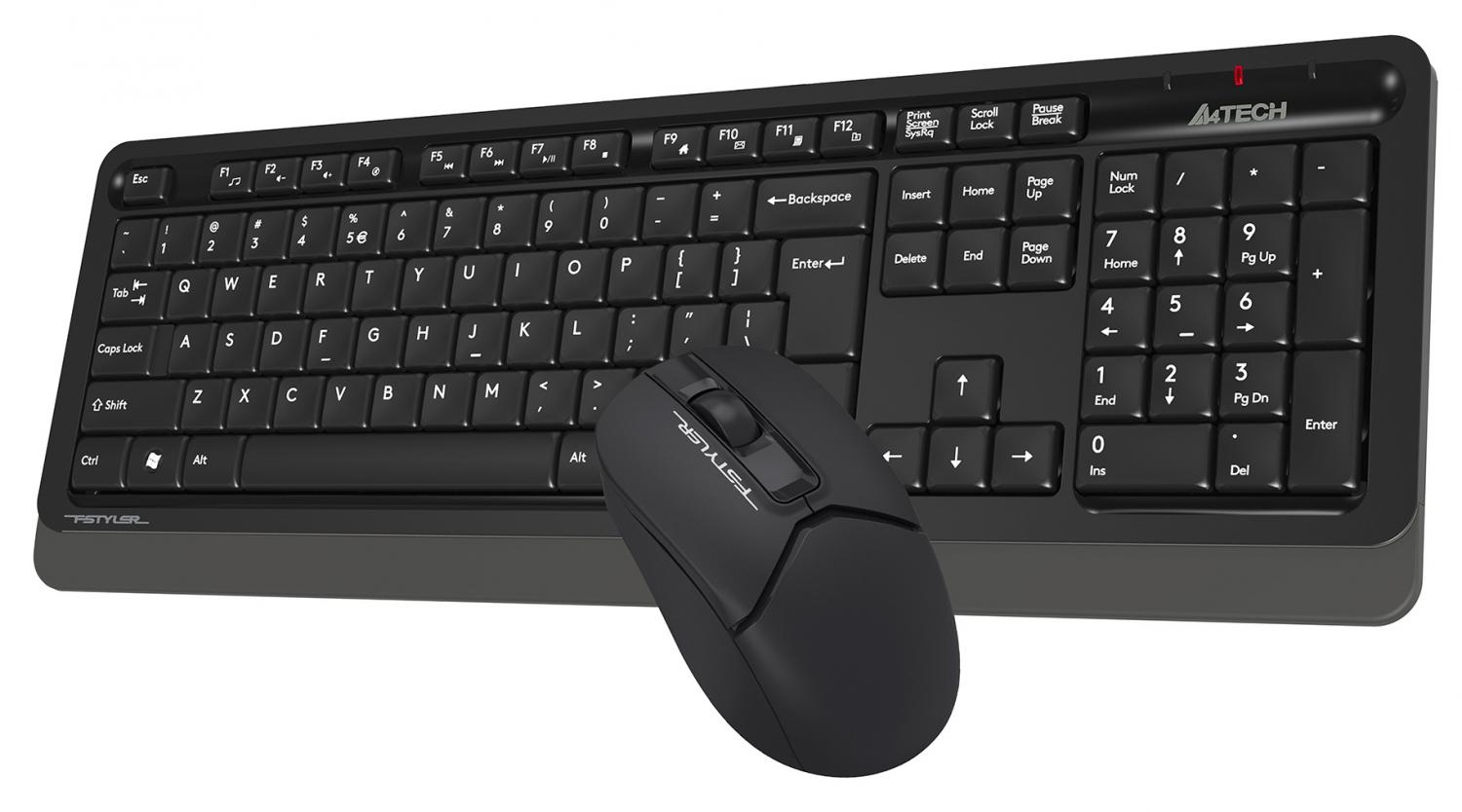 Клавиатура + мышь A4Tech Fstyler FG1012 клав:черный/серый мышь:черный USB беспроводная Multimedia (FG1012 BLACK)