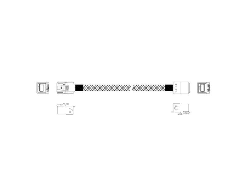 Кабель Miradeed MD-6715027, HDmSAS SFF8643 -to- HDmSAS SFF8643 , SAS 3.0 (12G), 85 Ohm, 100cm