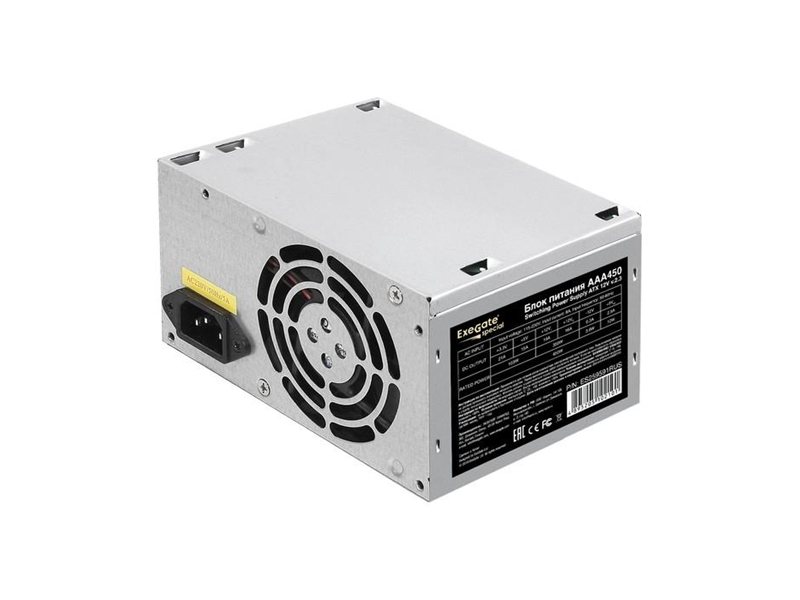 Exegate ES259591RUS-PC Блок питания 450W ExeGate AAA450 (ATX, PC, 8cm fan, 24pin, 4pin, 2xSATA, IDE, кабель 220V в комплекте)