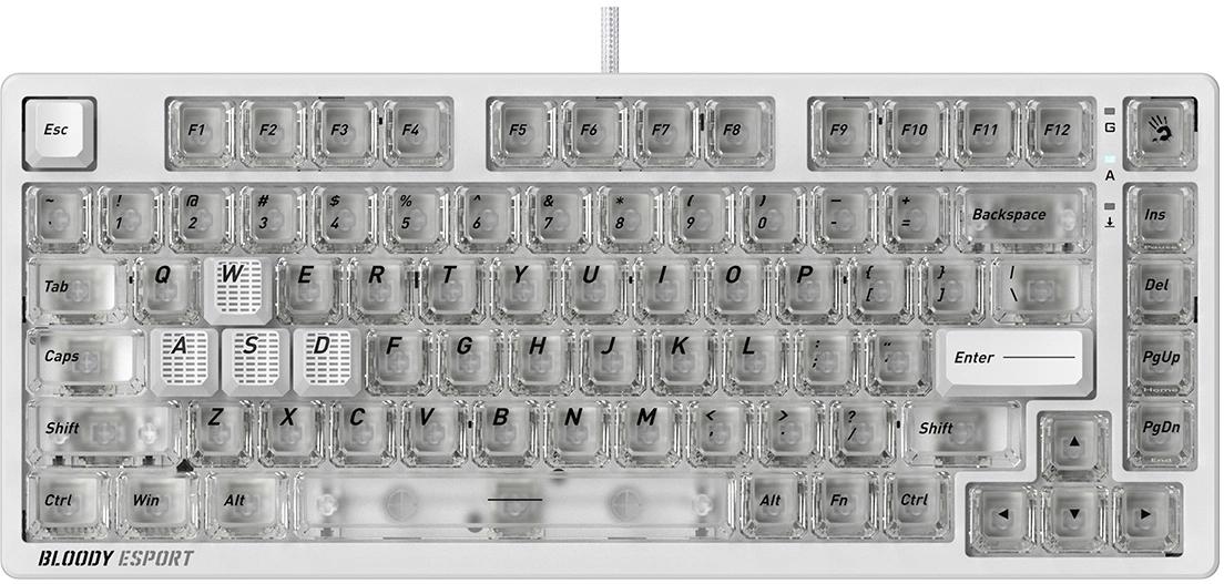 Клавиатура A4Tech Bloody MS76 механическая белый USB Multimedia for gamer LED (MS76) кабель 1.8м