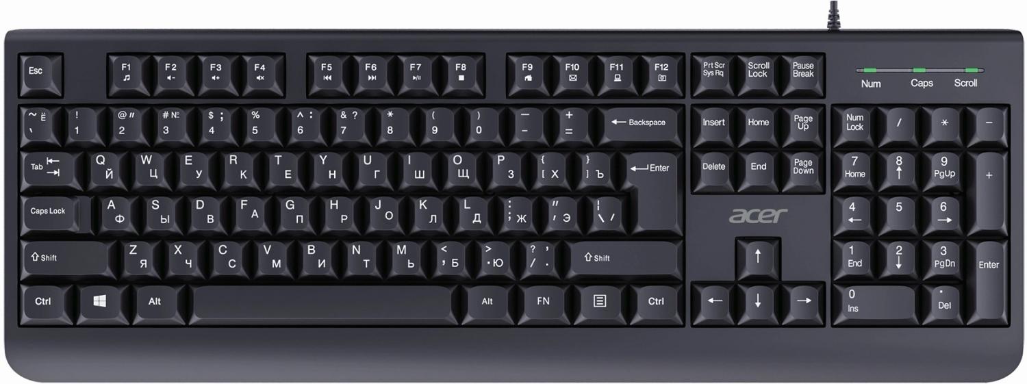 Клавиатура Acer OKW400 черный USB (ZL.KBDEE.01C) кабель 1.8м