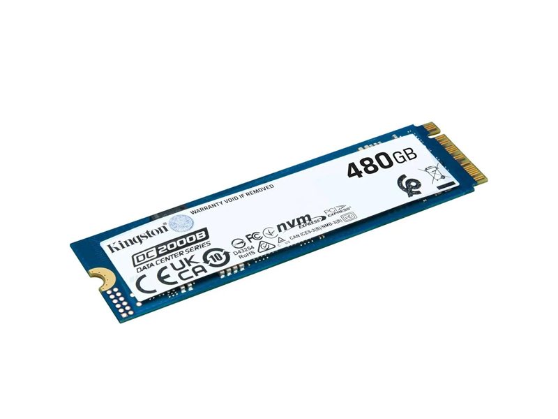 Твердотельный накопитель/ Kingston SSD DC2000B 480GB, M.2 22x80mm, NVMe, PCIe Gen 4x4, 3D TLC, R/W 7000/800MB/s, IOPs 530 000/32 000, TBW 350, DWPD 0.4 (12 мес)
