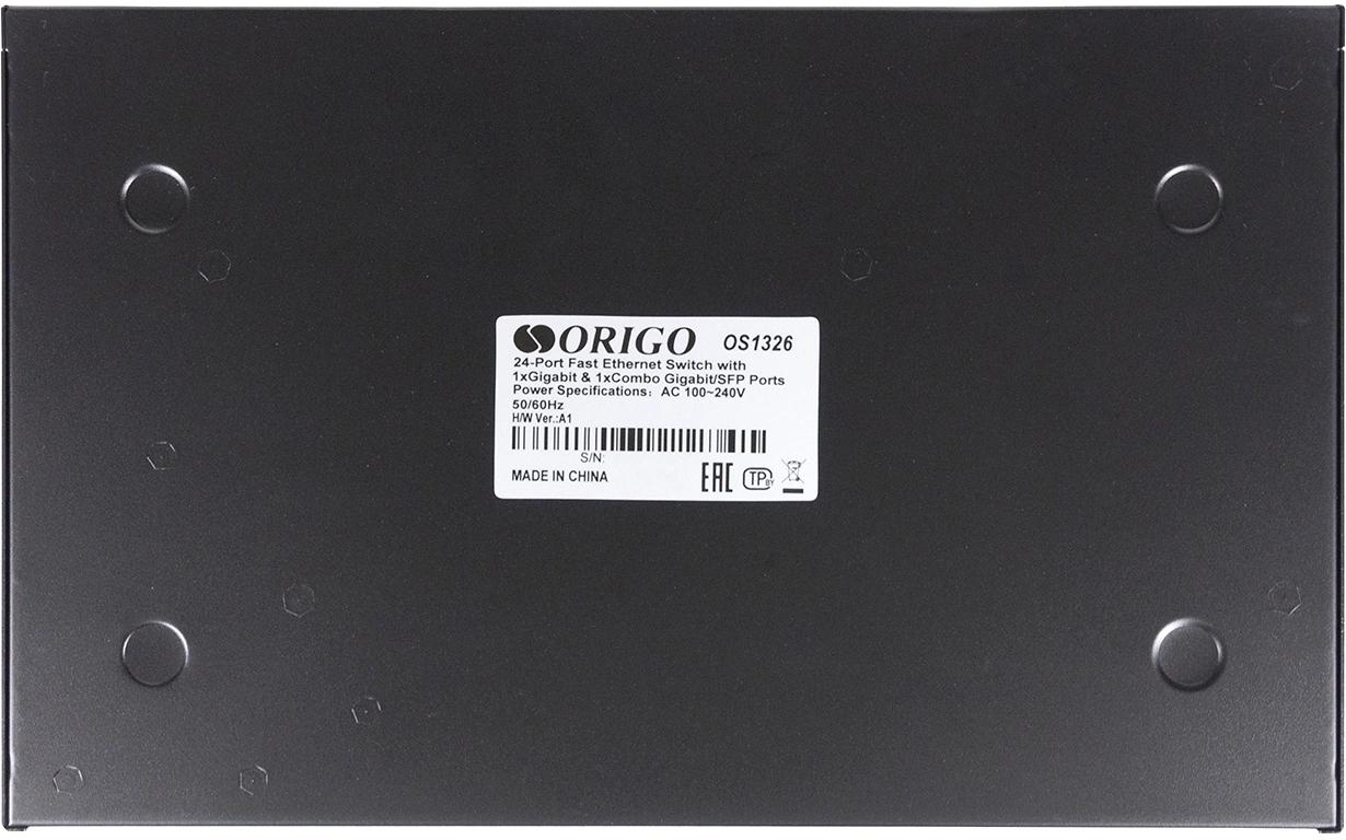 Коммутатор Origo OS1326 OS1326/A1A (L2) 24x100Мбит/с 1x1Гбит/с 1xКомбо(1000BASE-T/SFP) 1SFP управляемый