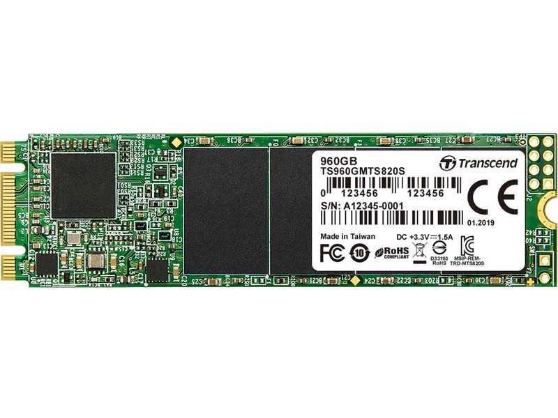 Твердотельный диск 960GB Transcend MTS820, M.2, SATA III [R/W - 560/520 MB/s] TLC