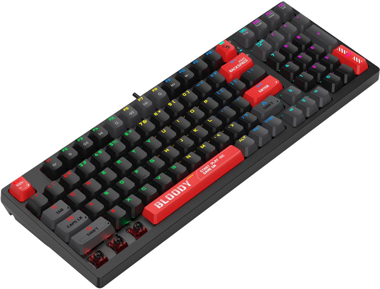 Клавиатура A4Tech S98 механическая красный/красный USB for gamer LED (S98 RED) кабель 1.8м