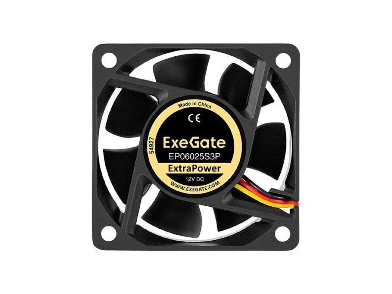 Exegate EX297034RUS Вентилятор 12В DC ExeGate ExtraPower EP06025S3P (60x60x25 мм, Sleeve bearing (подшипник скольжения), 3pin, 4500RPM, 31dBA)